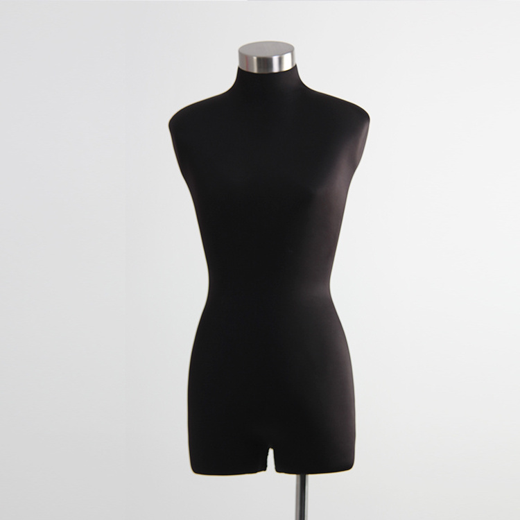 Window Display full body black torso mannequin female with Black stretch cloth