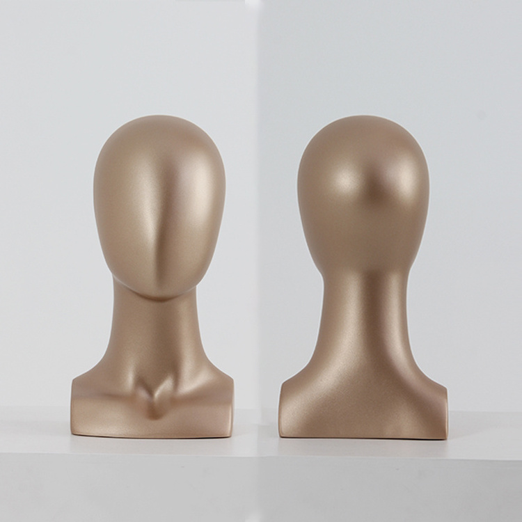 New fiberglass long neck gold mannequin heads for hat wig egg head