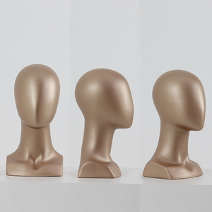 New fiberglass long neck gold mannequin heads for hat wig egg head