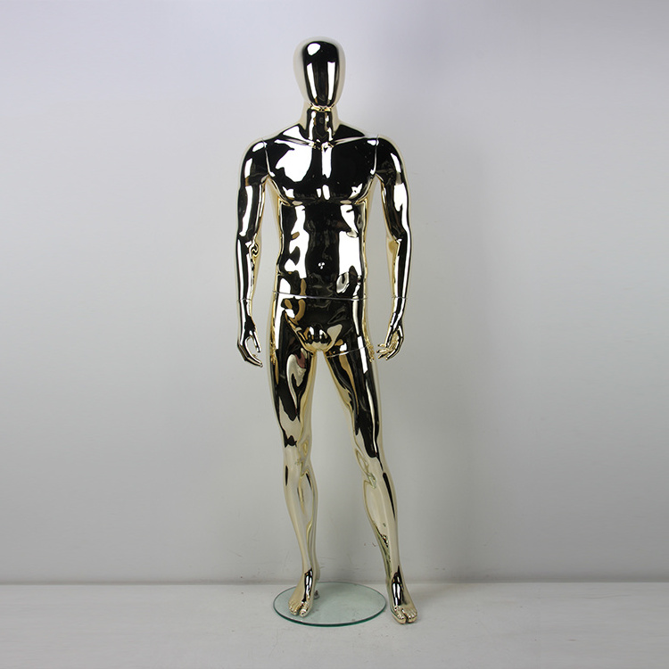 Fashion full body with egg head mannequin electroplating rose gold male mannequin dummy