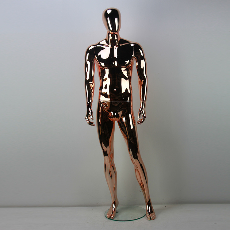 Fashion full body with egg head mannequin electroplating rose gold male mannequin dummy