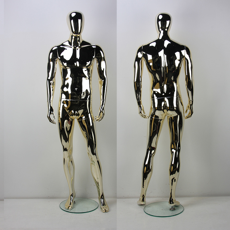 Fashion full body with egg head mannequin electroplating rose gold male mannequin dummy