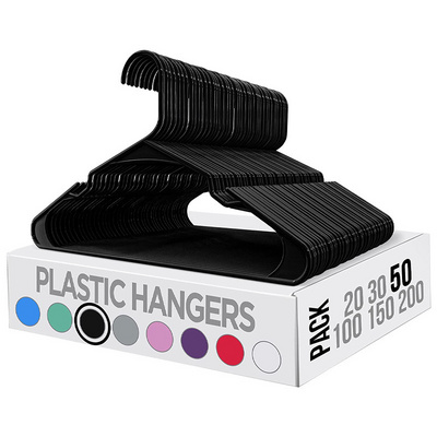 Wholesale Custom Plastic Clothes Hanger Laundry Clothes Black Coat Hangers