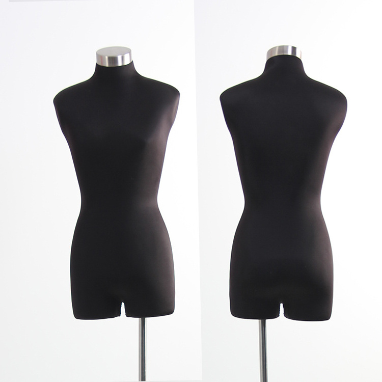 Window Display full body black torso mannequin female with Black stretch cloth