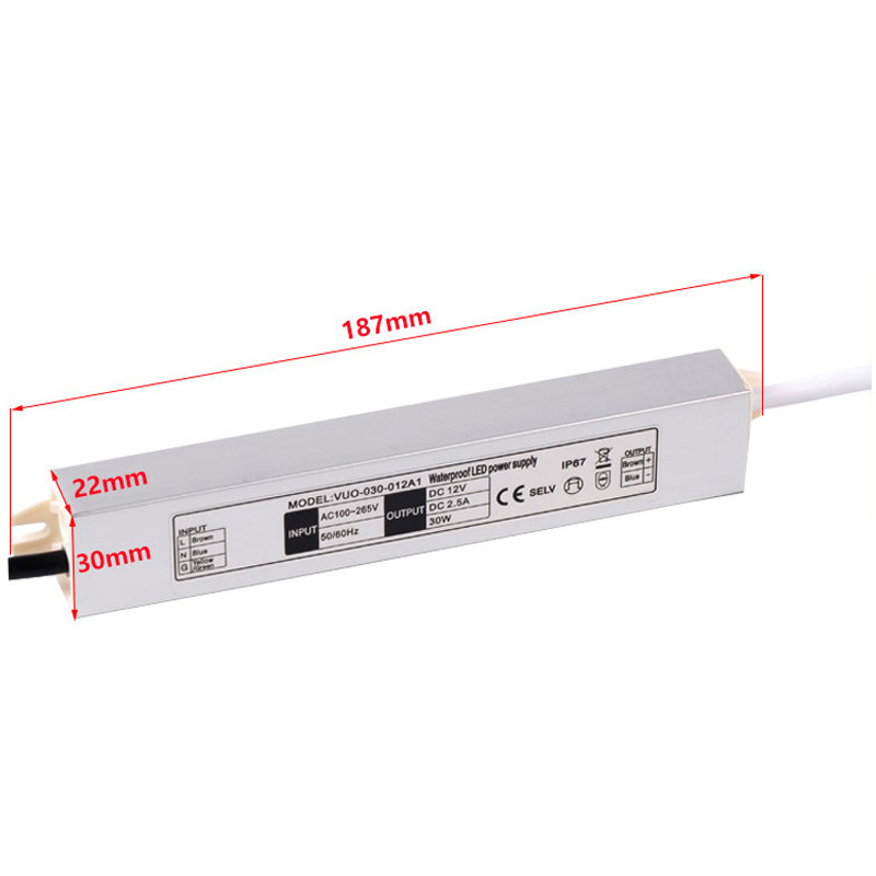 30W Led Driver 12V waterproof ip67 outdoor led transformer led power ac100-265v led driver for Ceiling Light