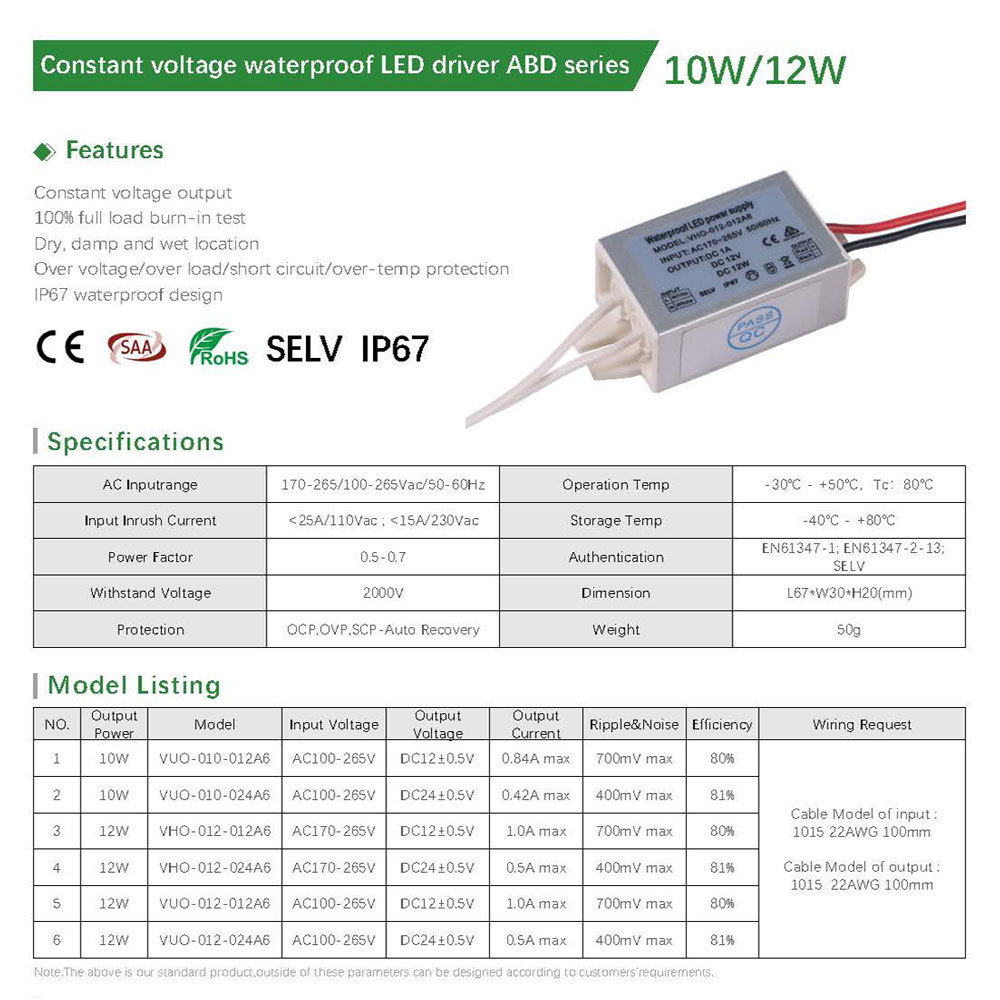 constant voltage 12v mini led driver ac to dc waterproof power supply 12 volt 1 amp 10w 12w small led driver thin ip67