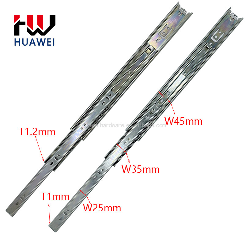 HUAWEI 45mm Elasticity Drawer Slide Railing Stopper Soft Close Push Open Drawer Slides Runners Soft Close Concealed Slide