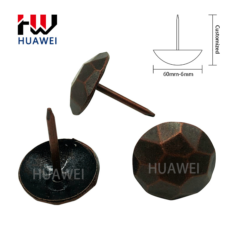 HUAWEI Furniture Hardware Sofa European Chair Decorative Nail Antique D14*17mm Iron Brass Nail