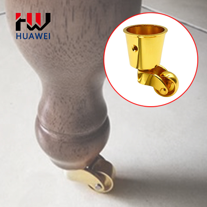 HUAWEI Factory Price Piano Rollers Chair Cart Wheel Zinc Alloy Cup Shape Gold Furniture Casters