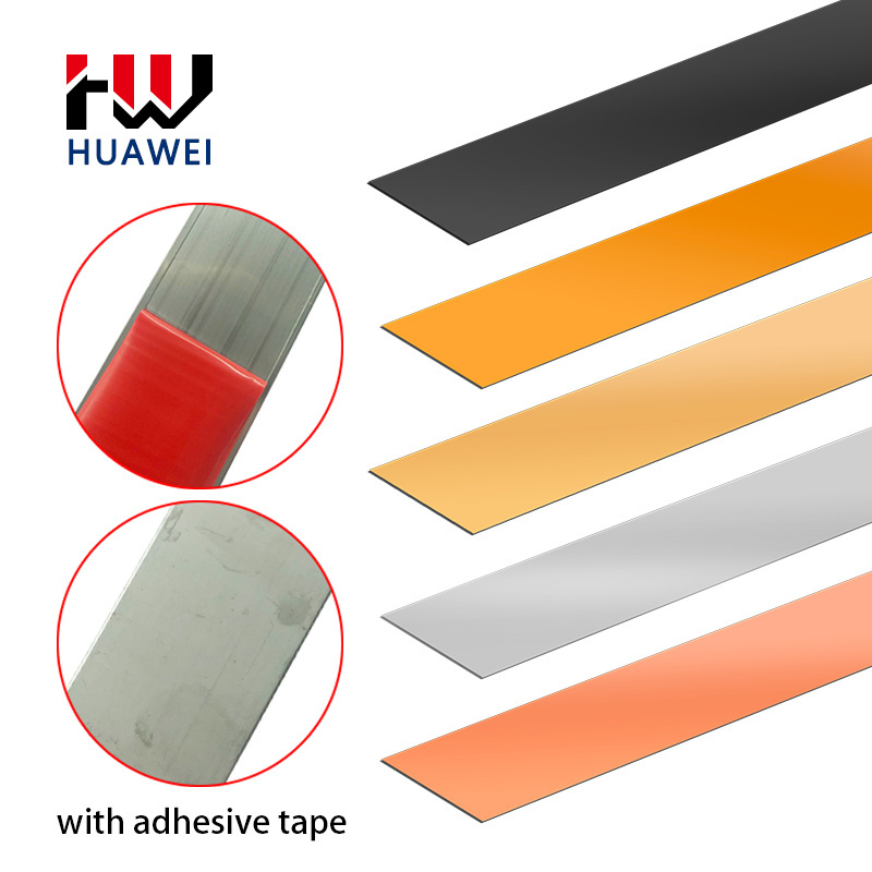 HUAWEI Furniture Tile Accessories 8k Mirror Gold Self-Adhesive Stainless Steel Flat Edge Banding Metal Decorative Strip