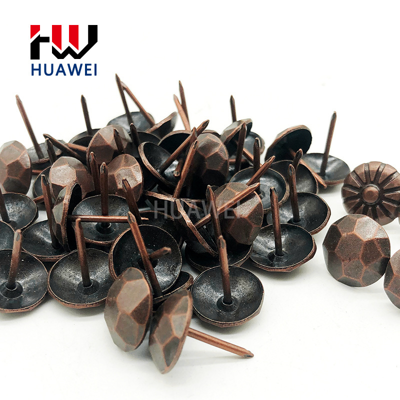 HUAWEI Furniture Hardware Sofa European Chair Decorative Nail Antique D14*17mm Iron Brass Nail