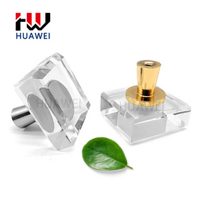 HUAWEI Cabinet Door Drawer Wardrobe Modern Luxury Single Hole Small Handle Brass Alloy Crystal Glass Clear Handles Knob