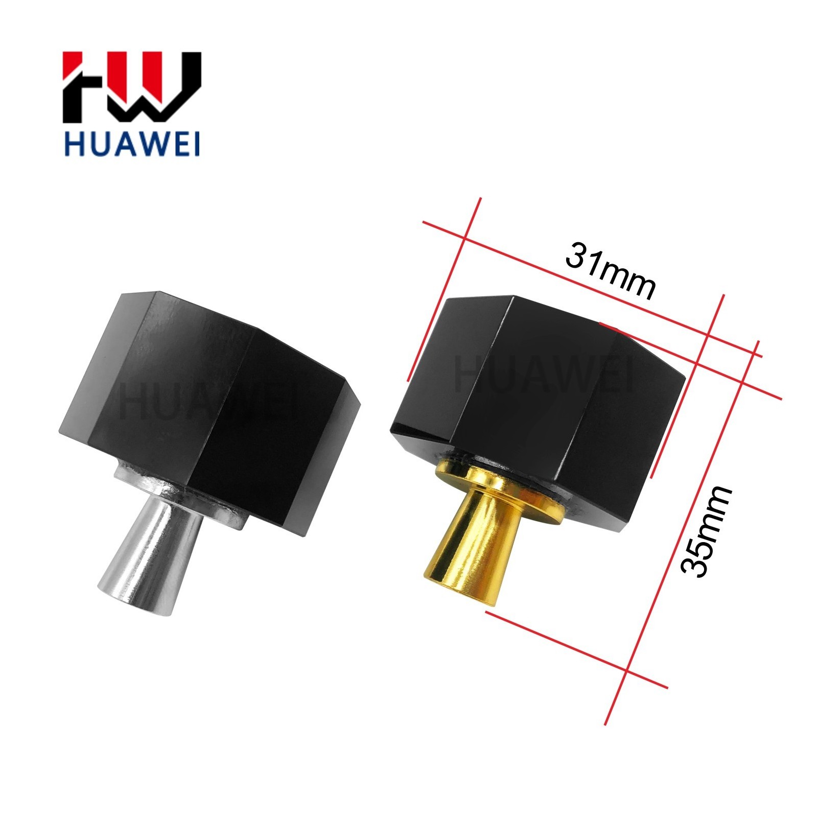 HUAWEI Simple Single Hole Door Knobs Gold Base Drawer Wardrobe Cabinet Black Octagon Crystal Handle Furniture Pull