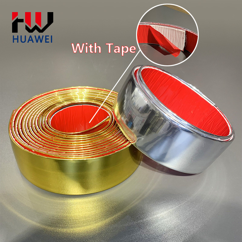 Custom Metallic Brushed Golden Decorative Glue for Pvc Edging Banding Tape Trim Strip Exquisite Edge Band Roll