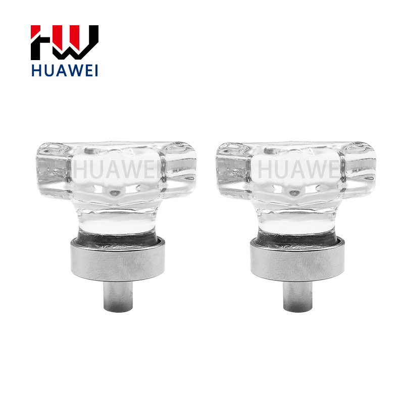 HUAWEI European Drawer Cabinet Door Closet Metal Base Small Handle Knobs Clear Square Shape Crystal Handle