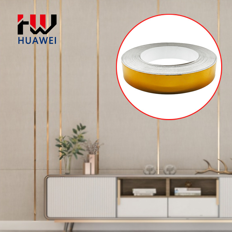 Black Titanium Stainless Steel Background Wall Border Edge Ceiling Wrap Edge Metal Mirror Self-Adhesive Flat Decorative Strip