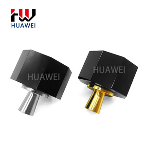 HUAWEI Simple Single Hole Door Knobs Gold Base Drawer Wardrobe Cabinet Black Octagon Crystal Handle Furniture Pull