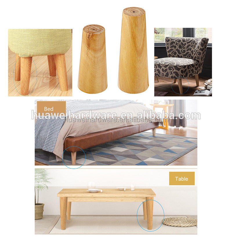 Supplier Replacement Wood Leg Sofa Feet Furniture Accessories Foot Wooden Conic Legs for TV Base Cabinet Table and Bed