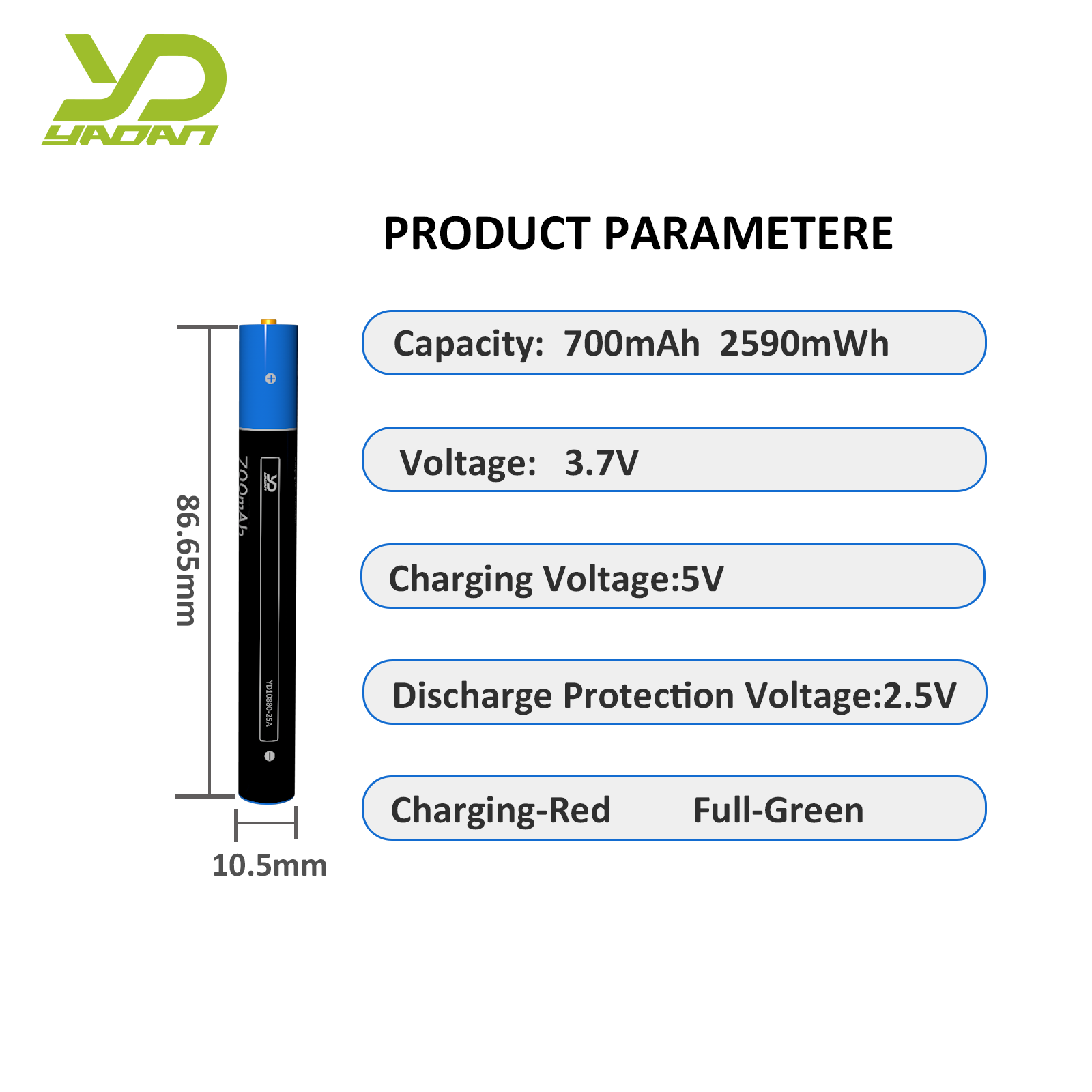 High Quality 3.7V 2590mWh 10880 Lithium Batteries AAAx2 Type-C USB Rechargeable Battery For Flashlight