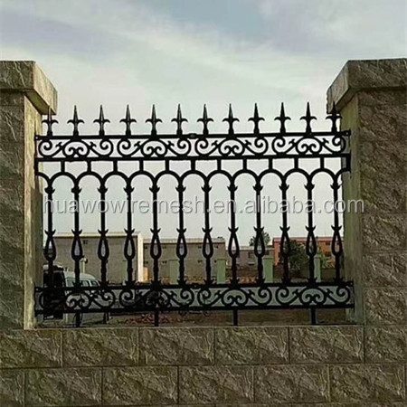 Hot Sale Cast Iron Guardrails Wrought Iron Fence with Steel Frame Waterproof Easily Assembled Coated Painted for Security Gate