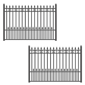 Low Maintenance Carbon Steel Wrought Iron Fence Waterproof Rail Fence for Security Driveway Gates Easily Assembled Steel Gate