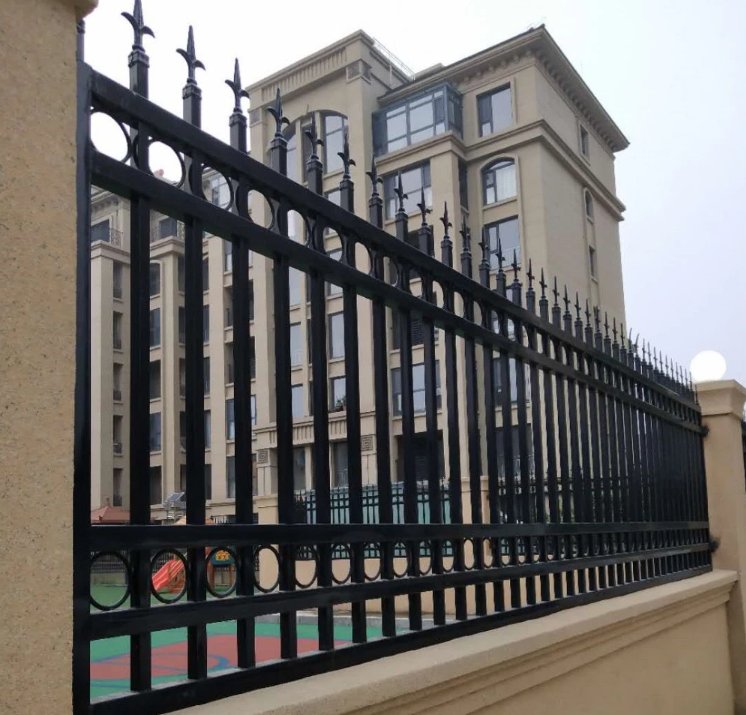 Low Maintenance Carbon Steel Wrought Iron Fence Waterproof Rail Fence for Security Driveway Gates Easily Assembled Steel Gate