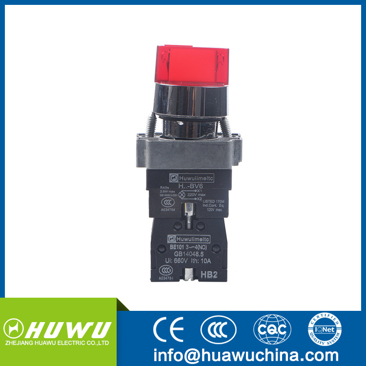 HUAWU XB2-Bk2465 illuminated 2 position selector push button switch stay put button swith LED 6-380v