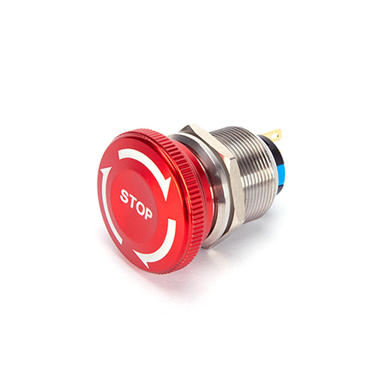 HUAWU IP67 22mm momentary led emergency metal stop push button switch