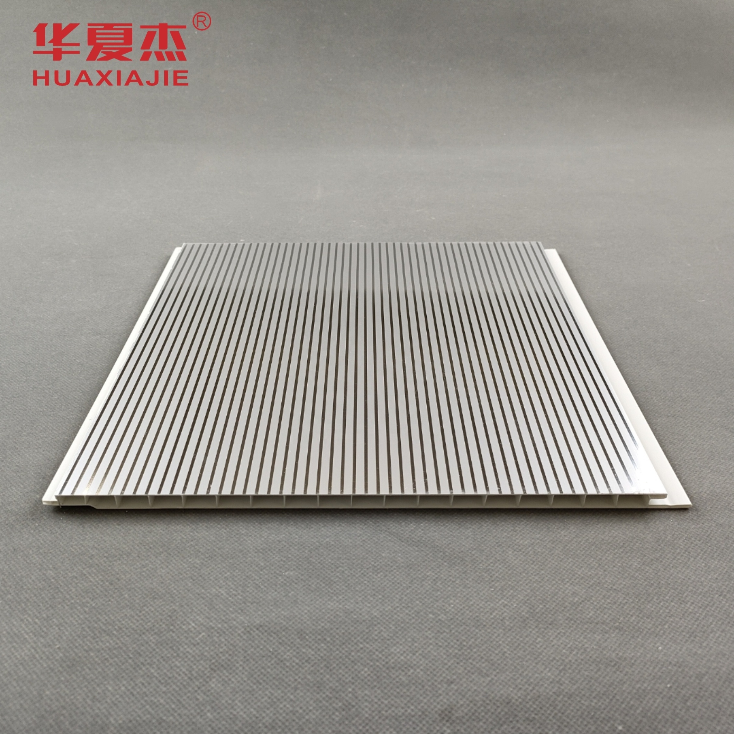 Factory direct sale hot stamping foil high gloss pvc wall panel Silver Stripe ceiling panel modern design indoor