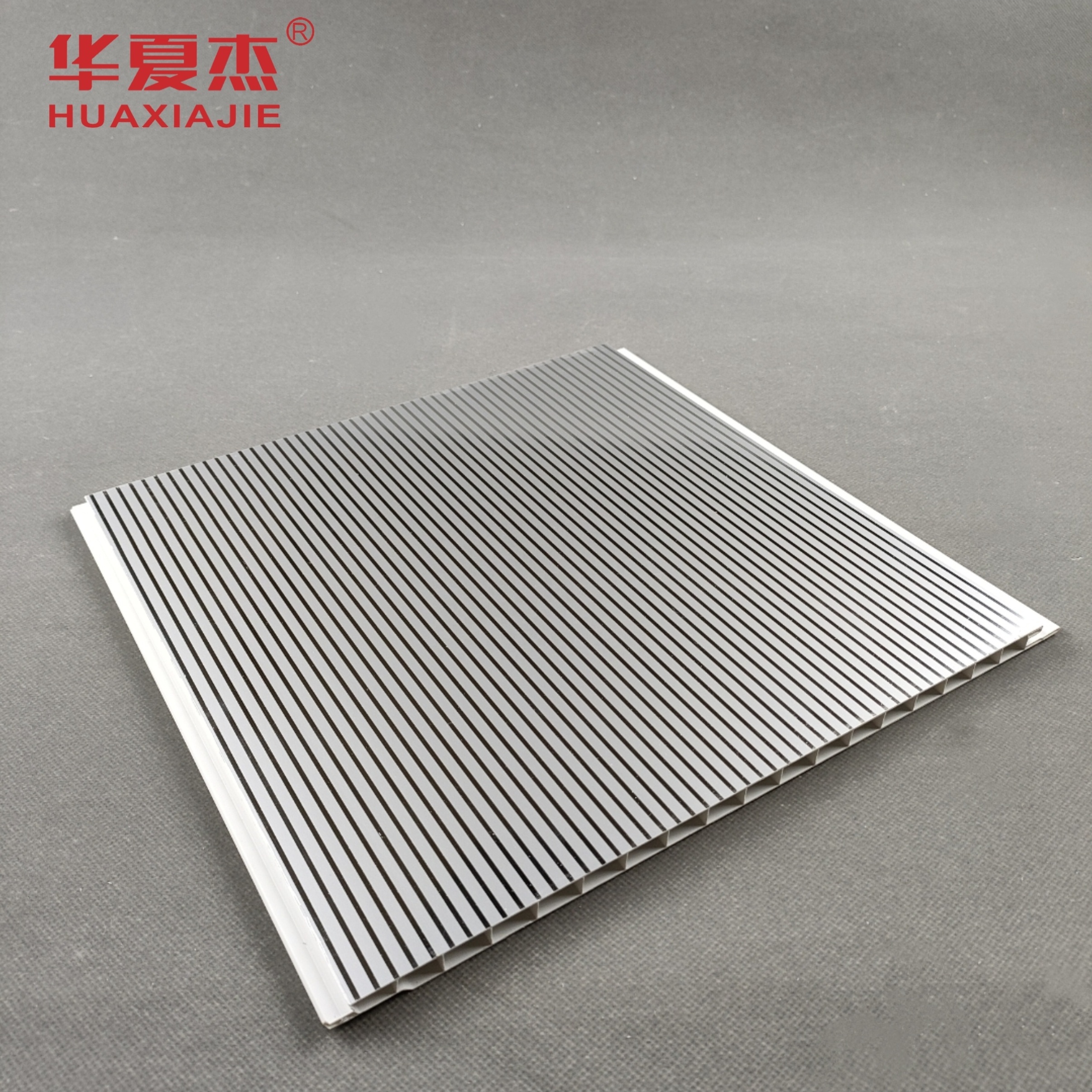 Factory direct sale hot stamping foil high gloss pvc wall panel Silver Stripe ceiling panel modern design indoor