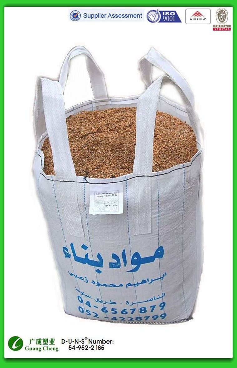 China 1000kg FIBC Construction Ash Carry Sludge Jumbo Bag 1 Tonne Big Bag with Open Top Printed Four Loops