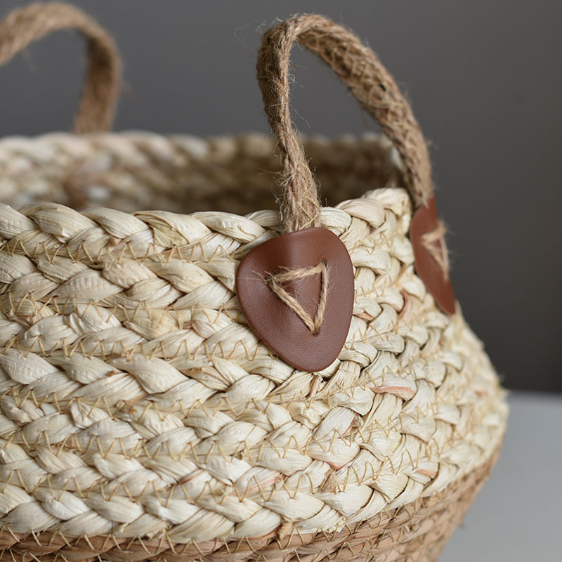 Wholesale Factory Natural Multi Flower Plants Pots Laundry straw woven Rattan basket storage seagrass belly basket