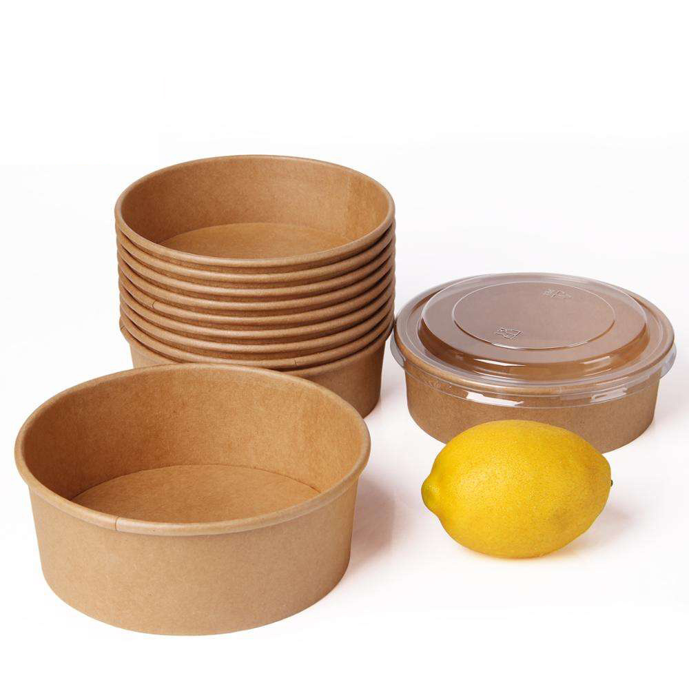 Kraft Paper Box Packaging Food Bowl Round Paper Bowl Lunch Logo Design Paper Plates Bowls