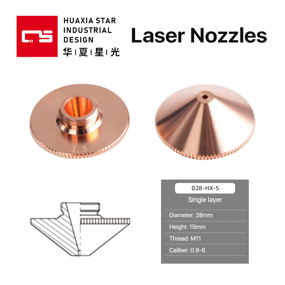 D28 Laser Nozzles Chrome-Plated Copper WSX Laser Cutting Head Single Double Fiber Laser Cutting Machine Nozzles