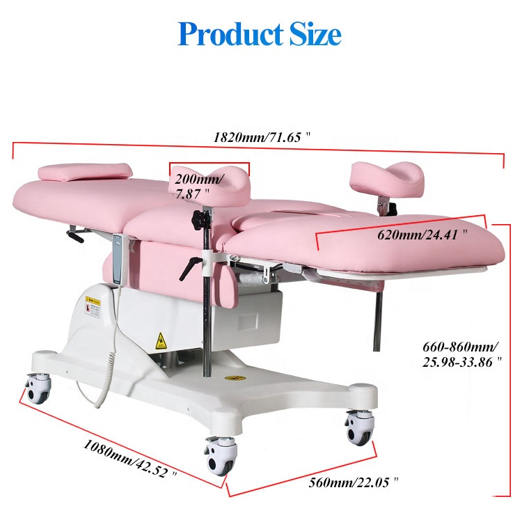 Hospital Electric Gynecological Obstetric Delivery Portable Exam Table With Stirrups