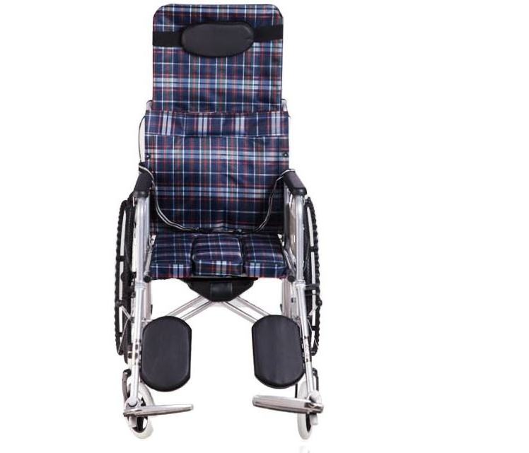 2022 Factory hot selling Lightweight Manual Reclining folding Commode Wheelchair with swing away armrest