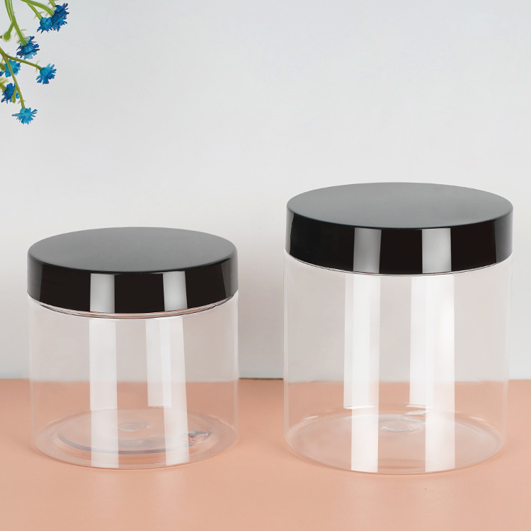 50g 100g 200g Custom Cosmetic Plastic Packaging Transparent Black Pet Plastic Face Cream Skincare Body Butter Jar