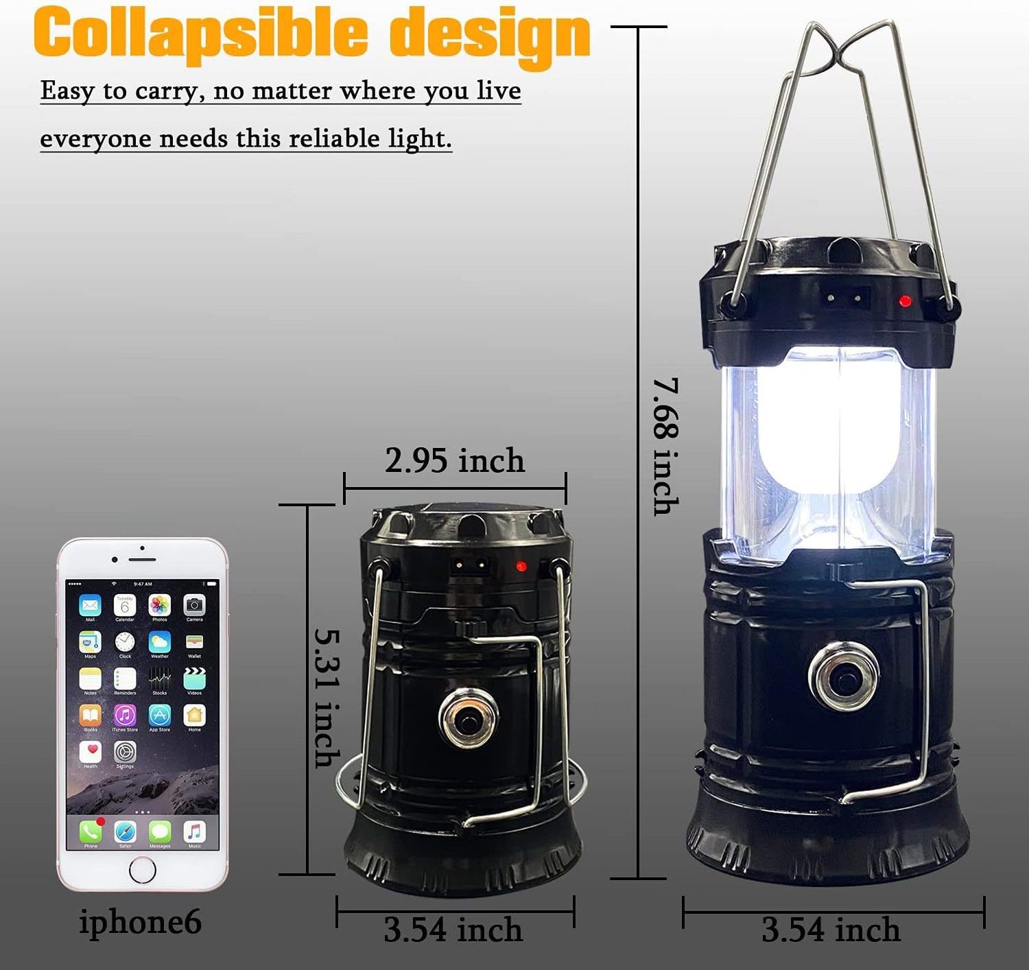 Rechargeable Solar Power LED Telescopic Flashlight Portable Emergency Camping Lantern For Outdoor Hiking Tent Handing Light