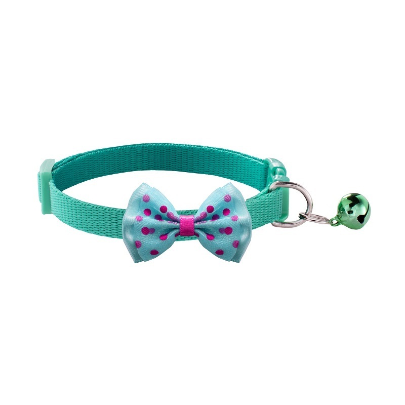 Cat Bow Decor Pet Collar Adjustable Dot Design Cute Bell Dog Collar Bow Kitten Collar Pet Supplies Clothing Accessories