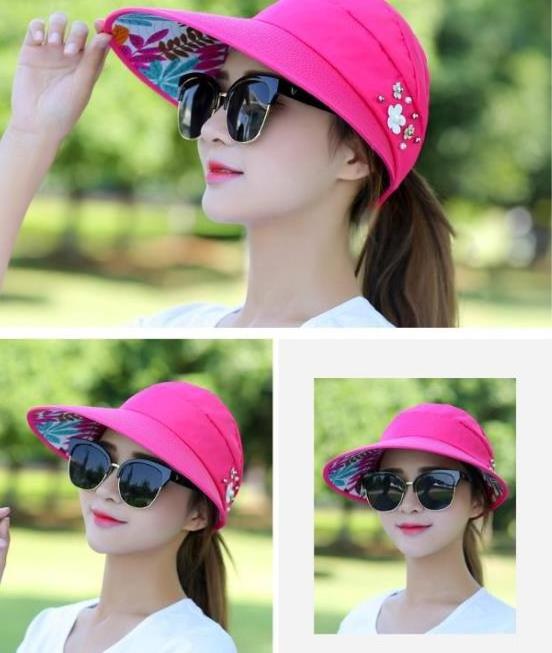 Sun Hats for Women Visor Fishing Fisher Beach Hat UV Protection Casual Women Summer Ponytail Wide Brim Hat