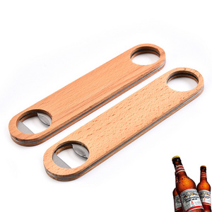 Custom logo Wooden Flat Board Speed Bottle Opener Home Beer Cap Wooden Cover Wood Bottle Opener