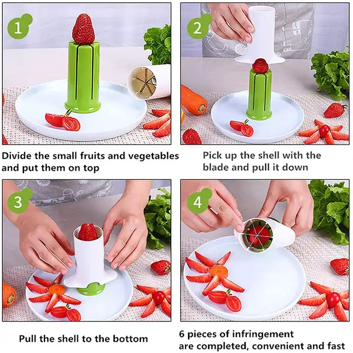 Kitchen Multifunction Cucumber Divider Carrot Strawberry Slicer Splitter Gadget Cutting Cucumber Slicer for WholeSale