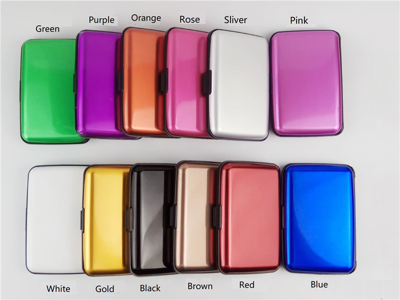 Aluminum Metal Colored Card Pocket Case Waterproof Business ID Credit Cards Wallet Holder for Men and Women