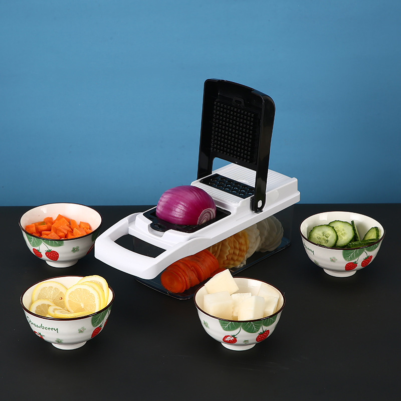 Vegetable Chopper Spiralizer Vegetable Slicer Onion Chopper with Container Pro Food Chopper Black Slicer Dicer Cutter