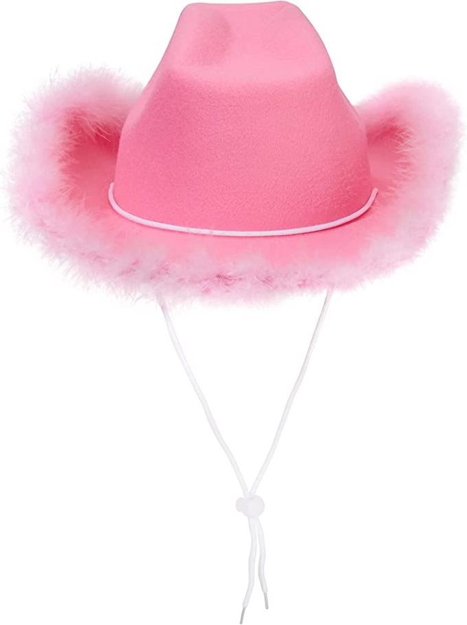 Pink Western Style Cowgirl Hats For Women Girl Rolled Fedora Hat Feather Edge Beach Cowboy Hat