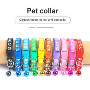 Fashion Cute Bell Collar Adjustable Buckle Cat Collar Pet Paw Prints Personalized Collar For Kitten Small Dog Pet Supplies