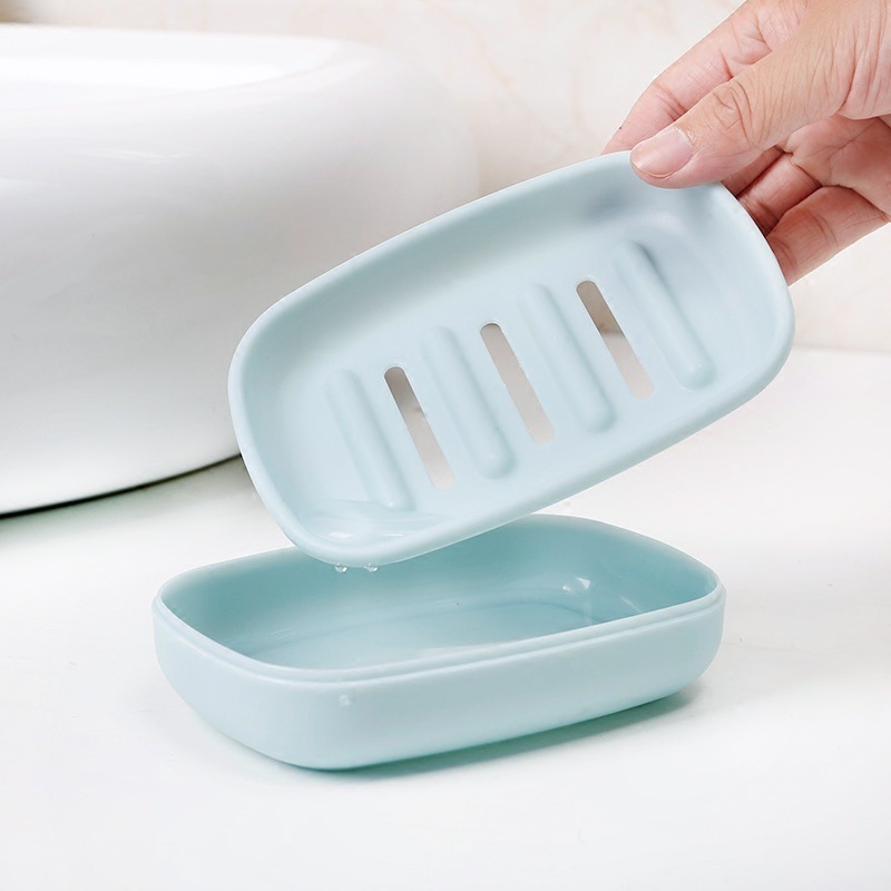 Hot new Plastic Soap Dish Bathroom Creative Double draining soap holder Non-slip soap box