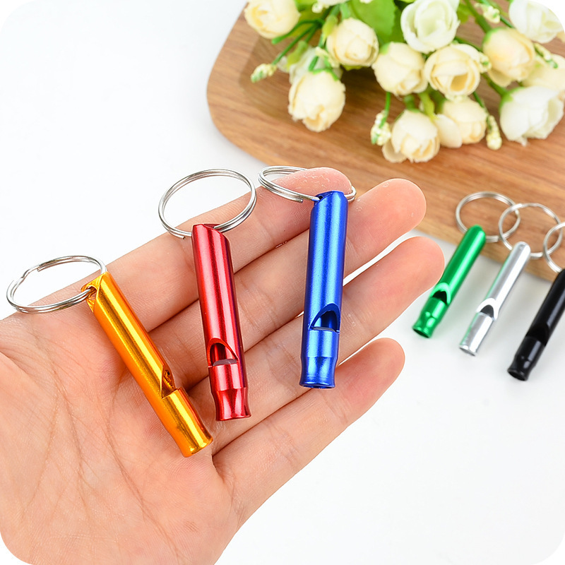 Aluminum emergency whistle keychain camping hiking outdoor sports tools multi-function training whistle