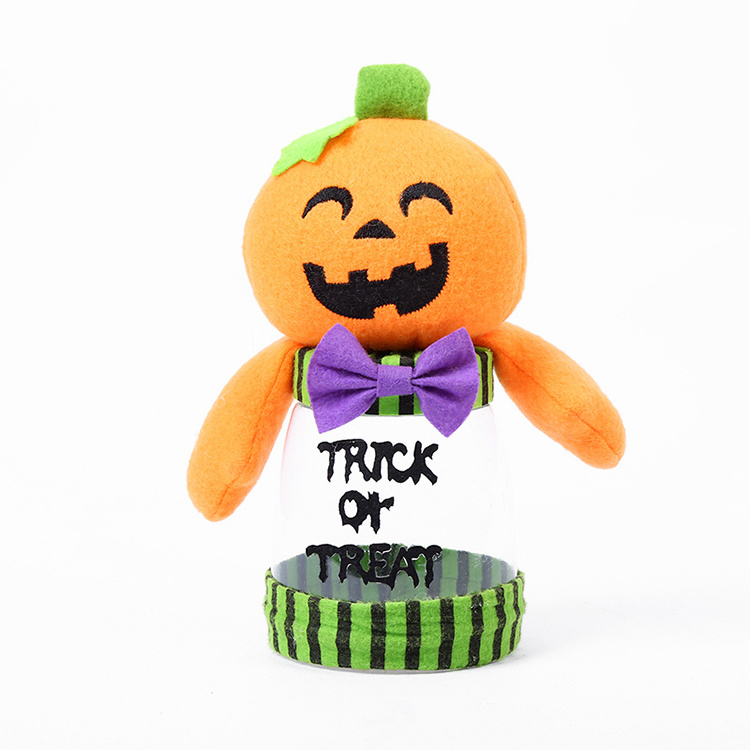 New Transparent plastic party Halloween candy jars with Pumpkin cartoon doll head