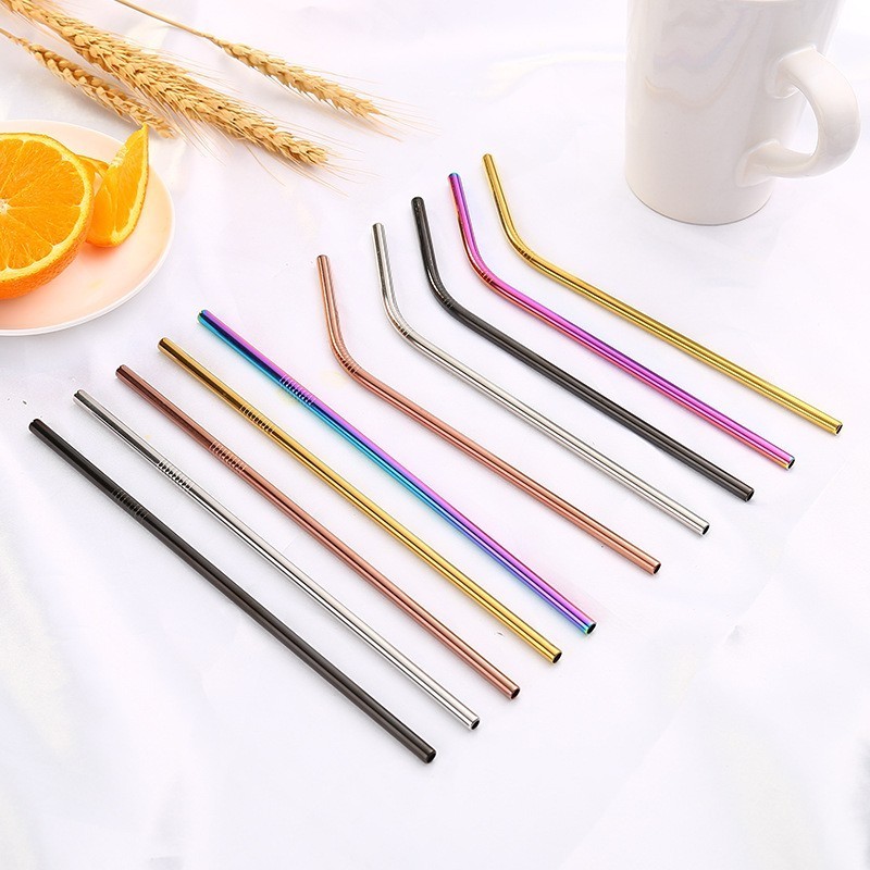 Colorful Stainless Steel Drinking Straw Reusable Gold Metal Straws Food Grade Juicy Party Straws